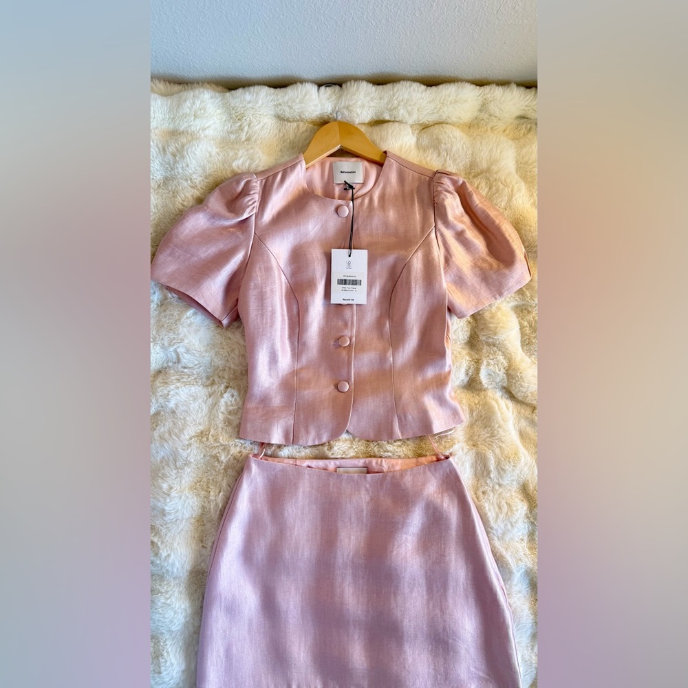 Reformation Mika Two Piece In Bubblegum, brand new, never worn, no flaws. - Picture 10 of 16